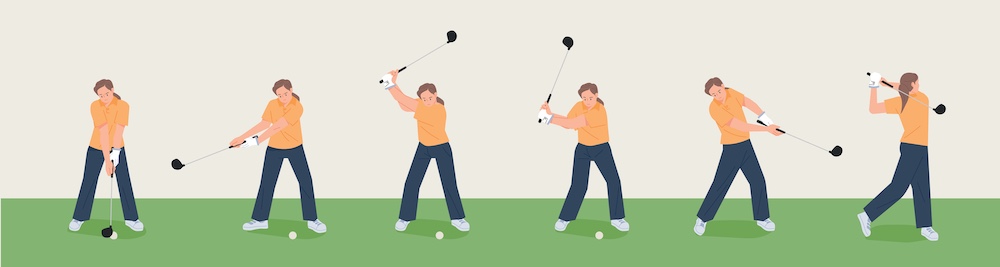 A graphic showing the different components of a golf swing.